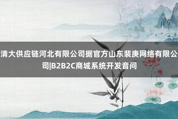 清大供应链河北有限公司据官方山东裴庚网络有限公司|B2B2C商城系统开发音问